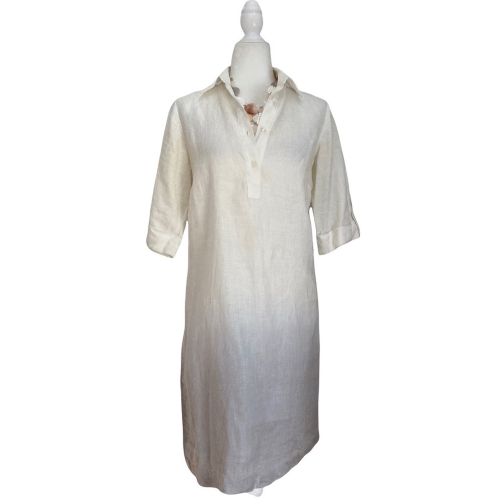 J. McLaughlin Miranda Linen Shirtdress Dip Dyed Tab Sleeve